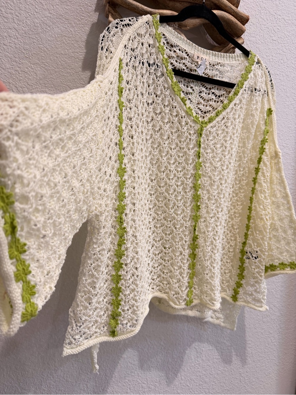 POL Crochet Open-Knit Sweater shirt women’s oversized S - Picture 2 of 6